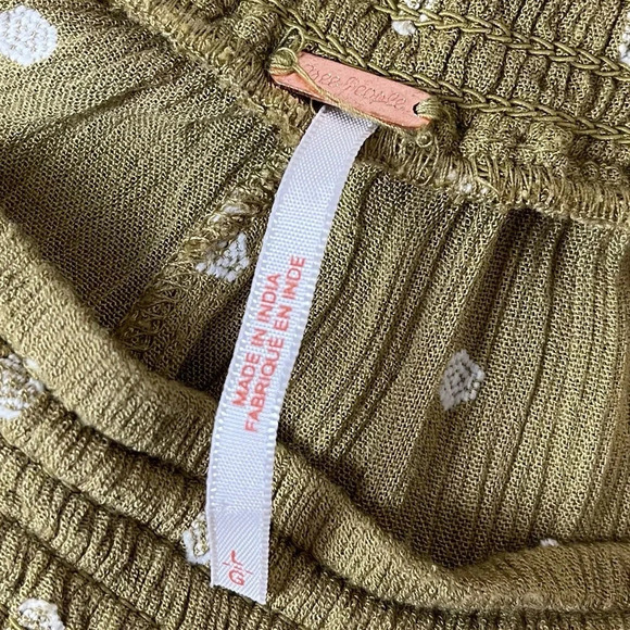 Free People Hearts Rising Pants Womens Large Embroidered Moss Green Tassels - Picture 5 of 10
